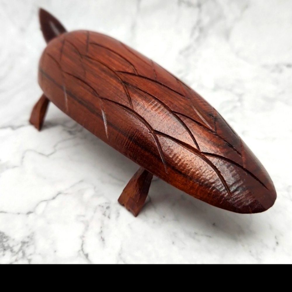 Hand Carved Wood Turtle, 8" Folk Art Decor - Picture 3 of 11